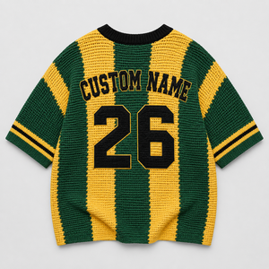 Pull en jersey tricoté au crochet pour femme, style country, col en V, coupe oversize, pour les jours de match, streetwear sportif - Product Image 4