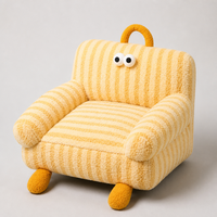 YAOYUE Grand Nid de Canapé pour Chat à Grands Yeux, Lit Confortable en Peluche Rayée pour Petits Chats