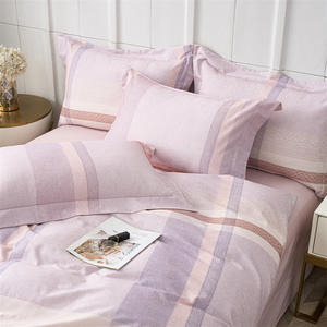 ชุดเครื่องนอนผ้าฝ้ายแท้ 100% ลายทาง ดูโอเซียงเม่ยเมี่ยนคัง 133x72 เส้นด้าย ย้อมสีแบบ Reactive สำหรับใช้ในบ้าน แบบผ้าปูที่นอน - Product Image 1