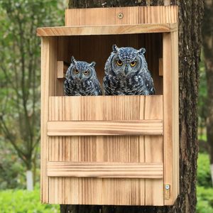 Yüksek kaliteli baykuş evi dayanıklı açık-hava ahşap <span class=keywords><strong>Birdhouse</strong></span> 14 "L X 8" W X 7.2 "H kolay asmak Pet mobilya yağmur suyu için drenaj deliği - Product Image 5