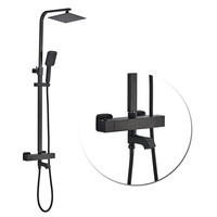 Colonne de douche murale en laiton avec barre coulissante, système de douche thermostatique à effet pluie pour salle de bain