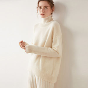 Mongolia Cachemira suéter al por mayor de las mujeres de invierno de punto grueso de cuello alto con logotipo personalizado - Product Image 5