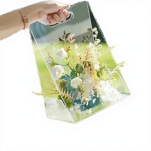 高档手工花袋便携式透明亚克力永生花包装盒带手柄涂漆 - Product Image 4