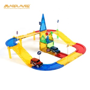 Magplayer Design 45PCs Car Racing Tracks Azulejos de construcción magnéticos Bloques de pista magnética para niños - Product Image 2