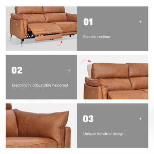 Avrupa tasarım lüks kanepe oturma odası kanepeleri ofis ev mobilya modern kanepeler deri 3 koltuklu elektrikli <span class=keywords><strong>Recliner</strong></span> kanepe - Product Image 5