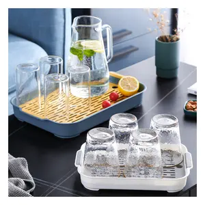 Cup Storage Tray Double Layer Dish Drainer Fruit Vegetable Water Drain Racks Kitchen Organizer Washing Drying Rack Serving Plate