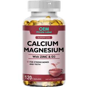 Cápsulas de Calcio, Magnesio y Zinc ODM/OEM con Vitamina D3 para la Salud de Huesos y Dientes en Adultos, No Aptas para Niños o Mujeres Embarazadas - Product Image 1