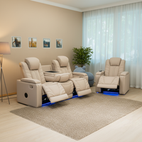 Ensemble de canapés inclinables électriques de luxe avec mécanisme stable, multi-places, mobilier complet