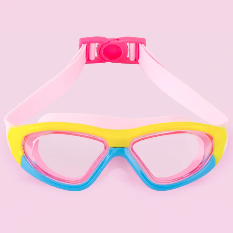 최고의 품질 어린이 수영 안경 특대 다채로운 아이 구글 와이드 뷰 무료 수영 고글