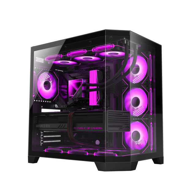 New Design Fish Tank Plus Gaming Case Customize 3 Sides Tempered Glass PC Case ATX PC Cabinet