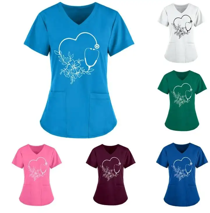 नि: शुल्क शिपिंग मेडिकल नर्स टी शर्ट में सबसे ऊपर के लिए महिलाओं अस्पताल नर्स सामान