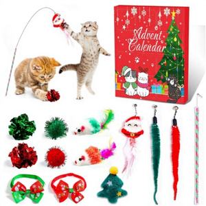Calendario de Adviento Navideño Personalizado para Mascotas, Caja Sorpresa DIY, Juguete Interactivo para Gatos, Pluma, Bola, Campana, Algodón, Plástico - Product Image 1