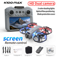 Mini-drone YX K100max à flux optique, double caméra, protection intégrale, éclairage, quadrirotor GT3 avec écran 2,4 pouces pour jeunes