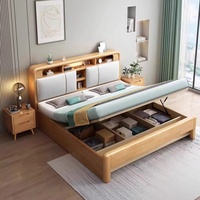 Natürliches Massivholz-Bett in Queensize mit Stauraum Modernes Luxuriöses Minimalistisches Umweltfreundliches Schlafzimmermöbel Hochwertiger Großhandel