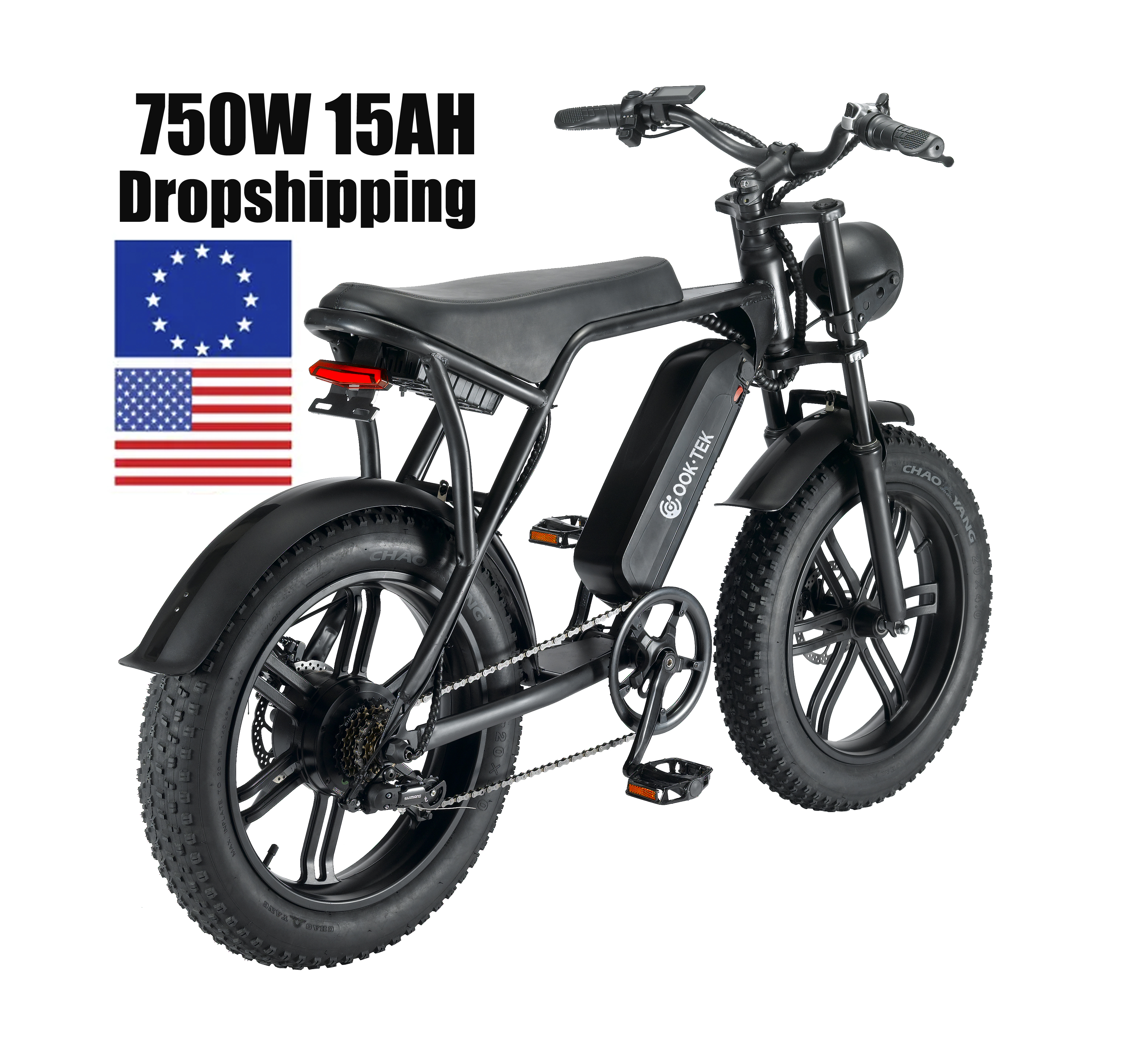 Лидер продаж 2023, Электрический скутер с батареей 750 Вт, 1000 Вт и 15 Ач, Электрический скутер с толстыми шинами 20 дюймов, взрослые электроскутеры, электрический велосипед