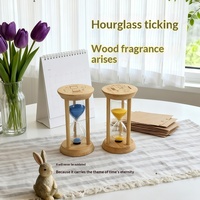 Minuteur à sable cylindrique moderne en bois 1min/3min/5min Portable Écologique Fait main Minutage précis Longue durée Orange Bleu Maison