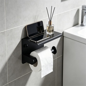 Support mural moderne en alliage de zinc pour rouleau de papier toilette, auto-adhésif, sans perforation, multi-styles, pour la maison - Product Image 3
