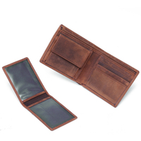 Boshiho dompet pria kuda gila kustom dompet saku koin kulit asli dengan penutup jendela ID