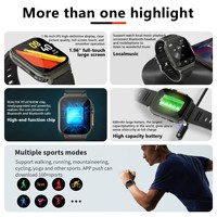 Reloj Inteligente IP68 Resistente al Agua, Monitor de Salud con Medición de Presión Arterial y Frecuencia Cardíaca 24H, Grabadora de Voz, Reproductor de Música, Batería de Larga Duración, Multifunción