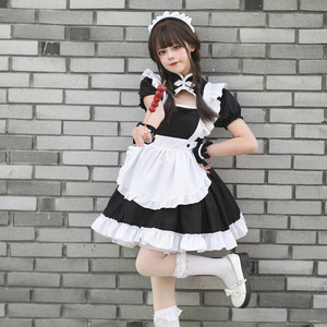 Black And White Chinese Style Maid Costume Dress Plus Size Stage Performance Women Adult Cosplay Outfit - Product Image 1