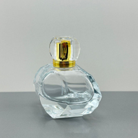 Flacon de parfum de luxe en forme de cœur en gros, 75 ml, flacon de parfum en verre transparent à facettes de diamant
