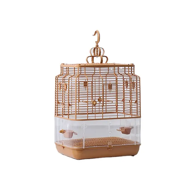 High quality bird cage with birds feeder accessories High strength plastic material imitating bamboo cage for birds