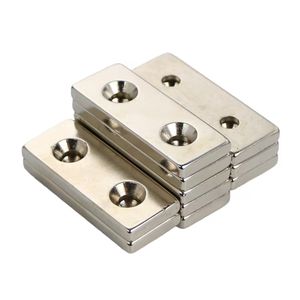 희토류 초강력 자성 재료 두 개의 접시 구멍이 있는 영구 <span class=keywords><strong>N40UH</strong></span> 직사각형 사각 자석 - Product Image 3