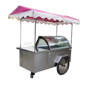 HENTO Factory Price Italian Ice Cream Cart / Gelato Ice Cream Cart With Wheels
