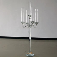 Porte-bougie en cristal à 5 bras, pas cher, pour centre de table de mariage, décoration de table pour événements et fêtes