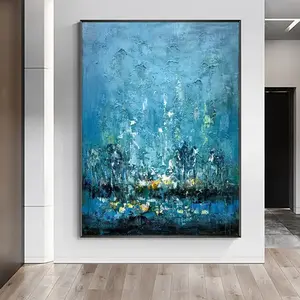 Original design Hot sale Customized support Frame canvas wall art Abstract Blue Oil painting with or without frame