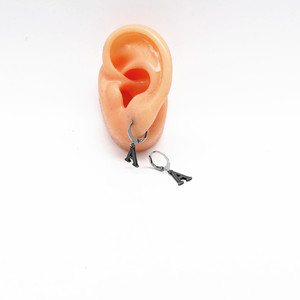 Pendientes de aro de plata tibetana yunnique con forma de letra A, pendientes de moda de acero inoxidable para mujer - Product Image 4