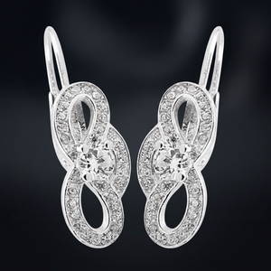 Romantic Cubic Zirconia Silver Crystal <b>Earrings</b> - Product Image 1