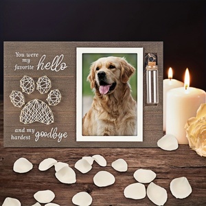 Pet anıt hediye resim çerçevesi köpek ahşap Pet saç hatıra hediye kaybı köpek kedi fotoğraf Kickstand - Product Image 5