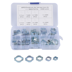 Lot de 40 colliers de serrage à <span class=keywords><strong>double</strong></span> oreille pour tuyaux d'eau, de carburant et d'air, prix de gros chez BAJUTU, collier de serrage pour tube zingué, best-seller eBay et Wish - Product Image 2