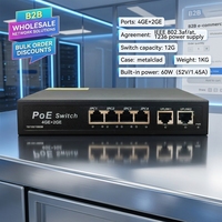 Commutateur PoE Gigabit non géré ANPA AP-3024MN 52V 4GE+2GE 1000Mbps RJ45 QoS pour caméra CCTV empilable 12Gbps IEEE 802.3af/at AI