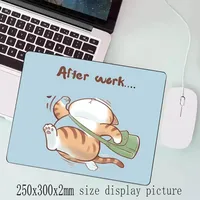 Tapis de souris avec illustration de chat de dessin animé, petits tapis de table de bureau, accessoires informatiques, lavable, antidérapant, en caoutchouc, verrouillage de précision