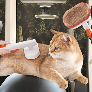 Paslanmaz Çelik ve Polyesterden Yapılmış Çok Fonksiyonlu Yumuşak Tüy Tarağı, Köpekler ve Kediler için Çıkarma Düğmeli - Kullanımı Kolay - Product Image 2