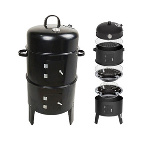 Baril à fumer de grande capacité <span class=keywords><strong>pour</strong></span> fumer griller cuisson <span class=keywords><strong>Barbecue</strong></span> fumeur avec thermomètre 3 en 1 BBQ sans fumée gril à charbon de bois - Product Image 1