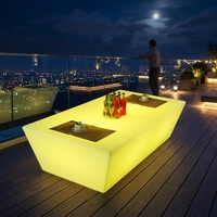 CAIQI Lampe de sol lumineuse en forme de table basse, lumière blanche chaude, en PVC, avec interrupteur, design contemporain