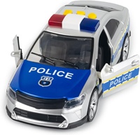 Coche de Policía de Juguete de Fricción 1:14 con Puertas que se Abren, Luces y Sonidos, Vehículo de Juguete de Plástico para Niños, Coche de Juego Divertido con Características Realistas