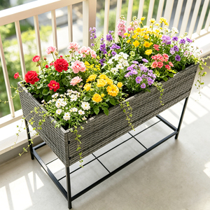 Garden Raised <strong>Bed</strong> Elevated Planter Box with Storage Shelf <strong>Liner</strong> Outdoor <strong>Flower</strong> Planter Stand with Metal Frame for Patio Backyard - Product Image 5