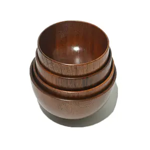 H269 Kitchen Tableware Zizyphus Woods Soup Rice Noodle Jujube Wooden Safe Children Salad Bowls Japanese Style Wood Bowl