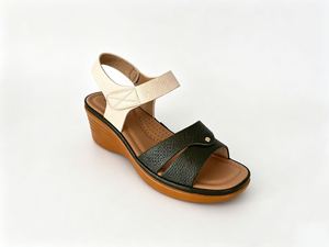 Sandales plates en cuir à bride arrière, bout ouvert, respirantes, avec fermeture à boucle, style été - Product Image 2