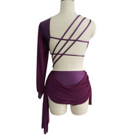 Ensemble justaucorps personnalisé robe de danse lyrique à bretelles spaghetti en mousseline de soie bordeaux
