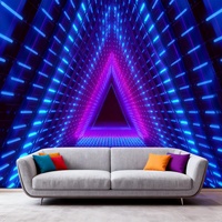 Papier peint mural 3D Cyberpunk, géométrique, en soie, moderne, facile à poser, antistatique, pour salle de jeux, cybercafé, karaoké