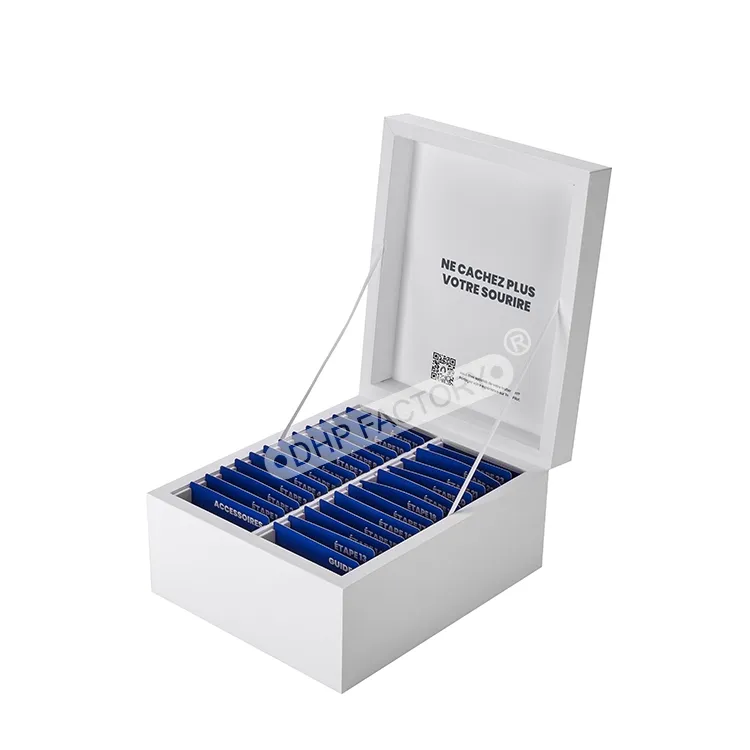 Simple Customized Rigid Cardboard Impression Aligner Teeth Whiten Invisible Dental Aligner Kit Packaging Paper Box with Dividers
