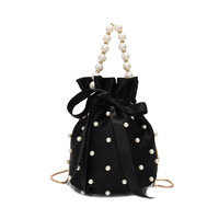 Mini sac à main Chic en forme de seau avec poignée en perle, sac à bandoulière de luxe avec perles, sac à main de soirée avec Logo personnalisé