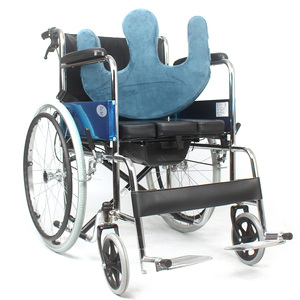 วีลแชร์ล้อเหล็ก Q235ปรับความสูงได้, เก้าอี้รถเข็นวีลแชร์แบบนุ่มวีลแชร์แบบแมนนวลพร้อมเบรกลวดและโถส้วมพีวีซี - Product Image 5