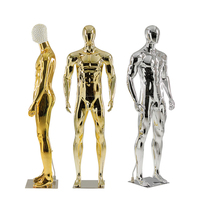 Großhandel Ganzkörper-Männer-Schaufensterpuppe aus Kunststoff, galvanisiert, Chrom, Gold, Silber, sportliche Ausführung, europäischer Originalstil, stehende Pose