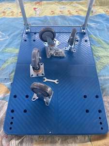 헤비 듀티 4 륜 접이식 카트 400kg 적재 용량 플랫 플라스틱 플랫폼 핸드 트럭 맞춤형 OEM 저장 트롤리 - Product Image 3